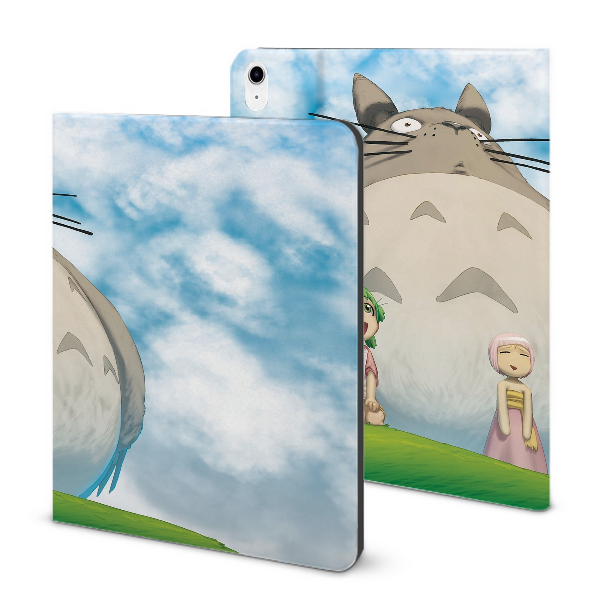 （画像用） となりのトトロ 草壁メイ 草壁サツキ My Neighbor Totoro Satsuki Kusakabe Mei Kusakabe IPad ケース ブック型 PUレザー TPU 耐衝撃 軽量 薄型 ペン収納なし 全面保護 IPad 各モデル対応